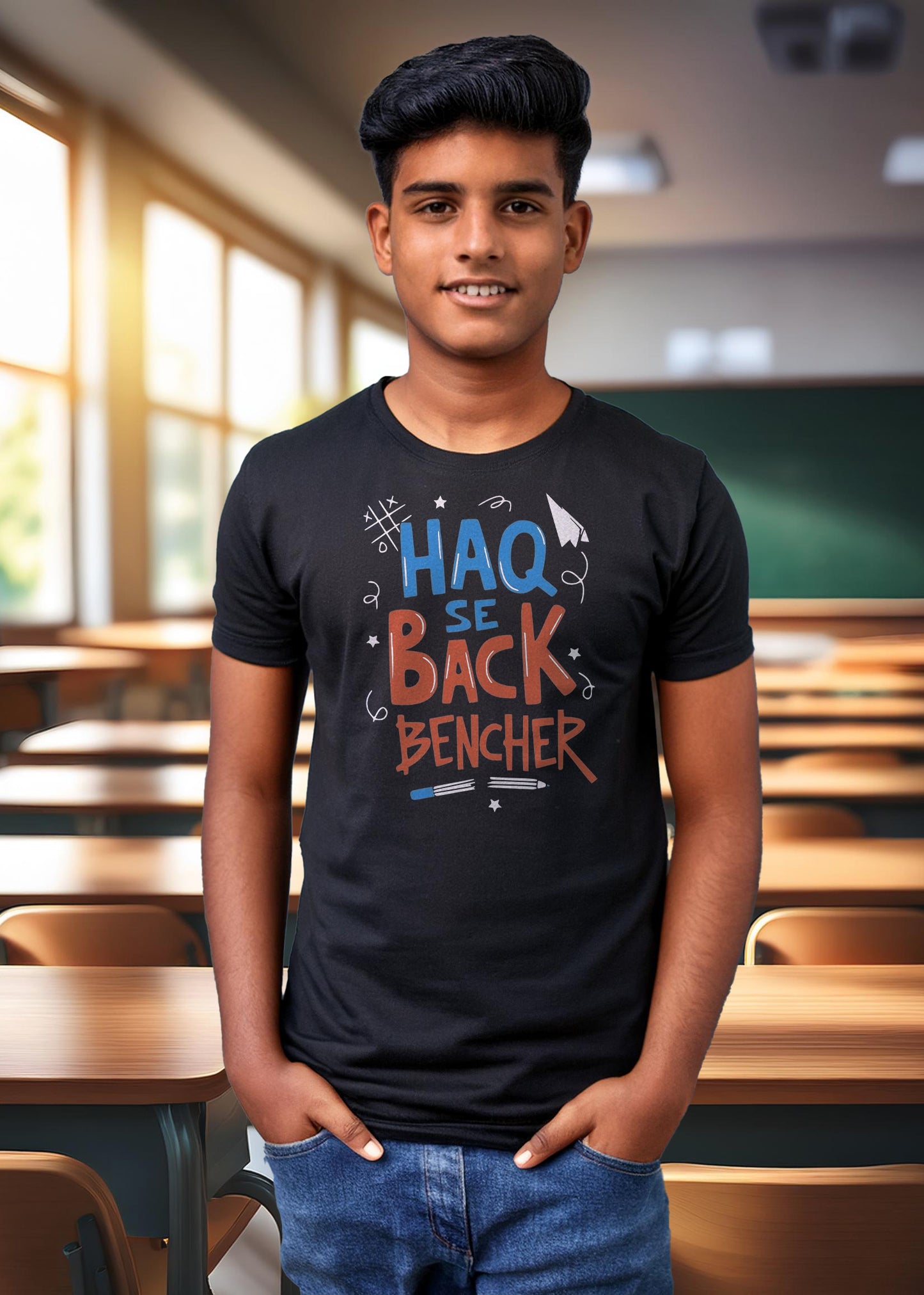 "Haq Se Backbencher: Unisex Graphic T-Shirt"