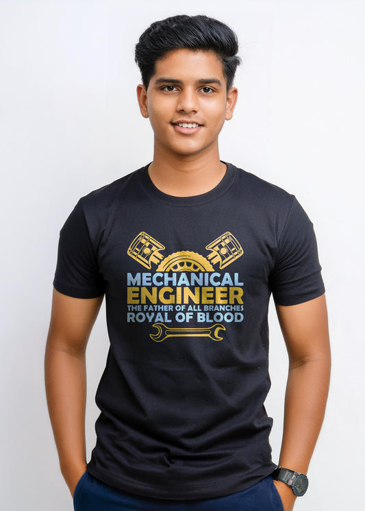 "Mechanical Engineer: The Father of All Branches - Royal of Bloods Unisex Black Round Neck T-Shirt"